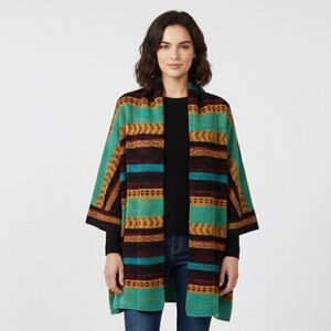 Billabong Southwestern Striped Open Front Sweater - Oversized Boho